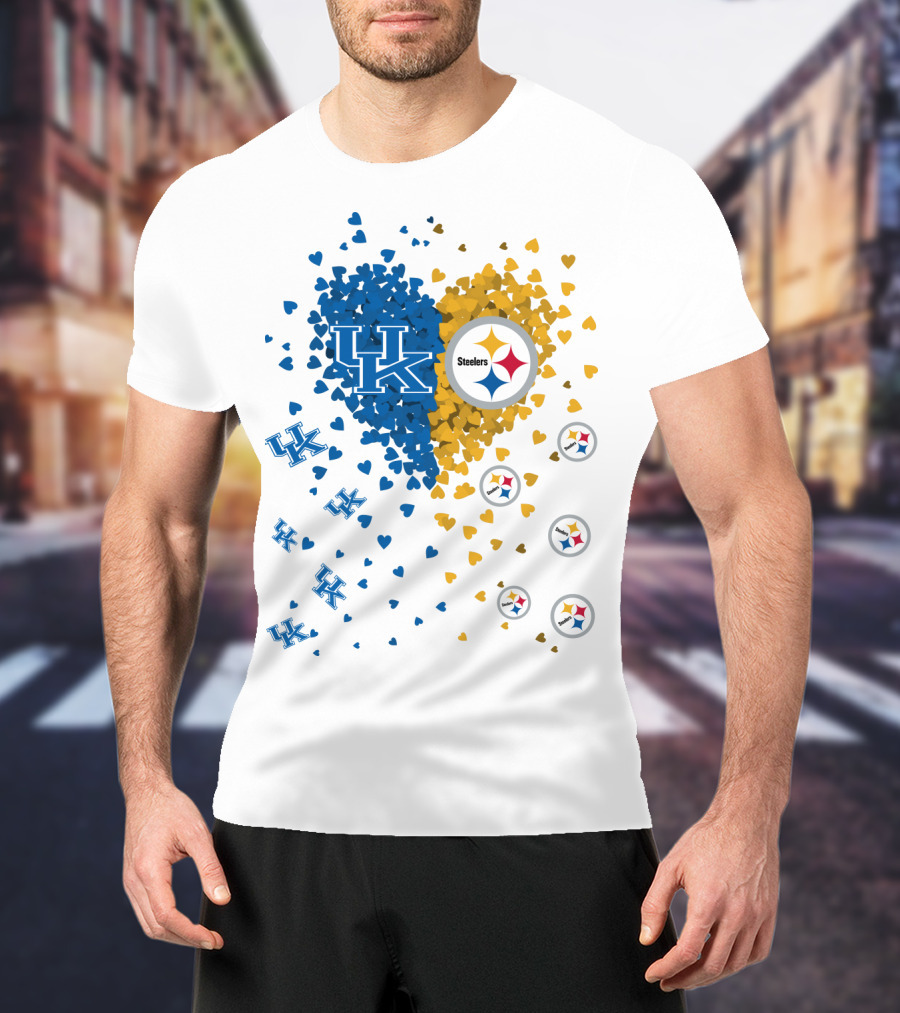 UK Wildcats Heart Steelers Logo Collaboration T-Shirt