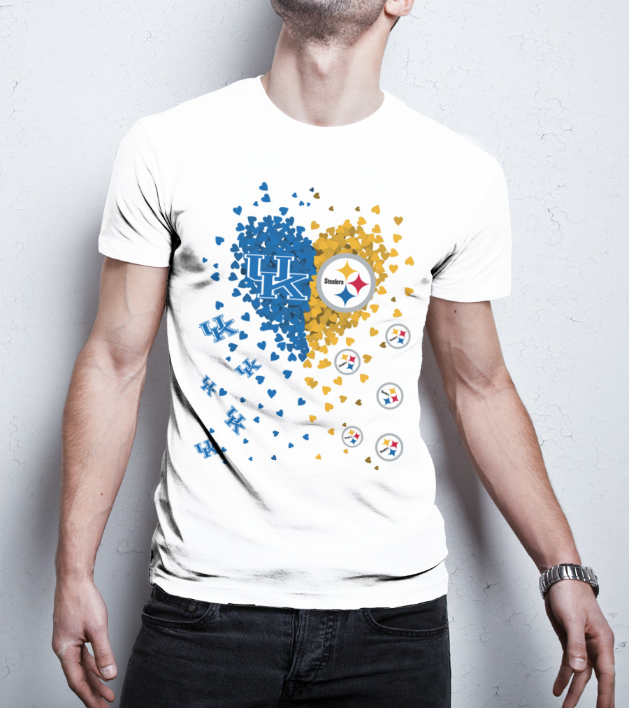 UK Wildcats Heart Steelers Logo Collaboration T-Shirt