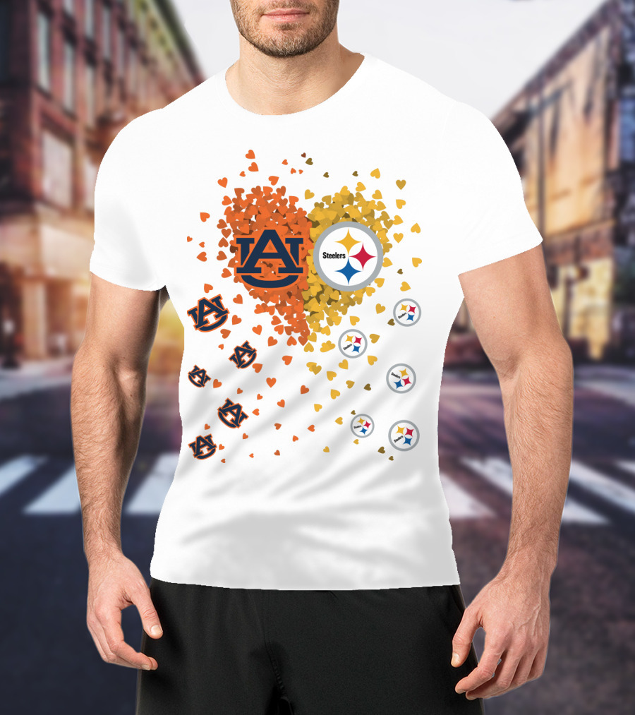 Auburn Tigers And Pittsburgh Steelers Heart Fusion T-Shirt