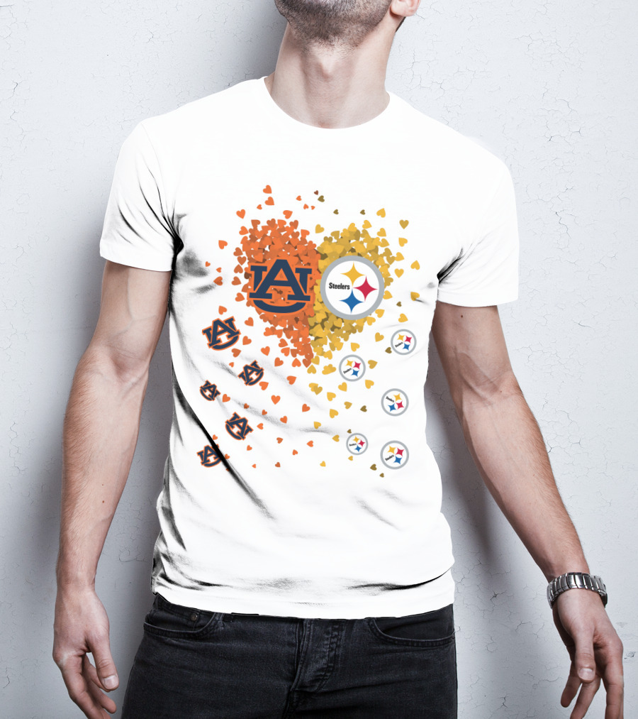 Auburn Tigers And Pittsburgh Steelers Heart Fusion T-Shirt