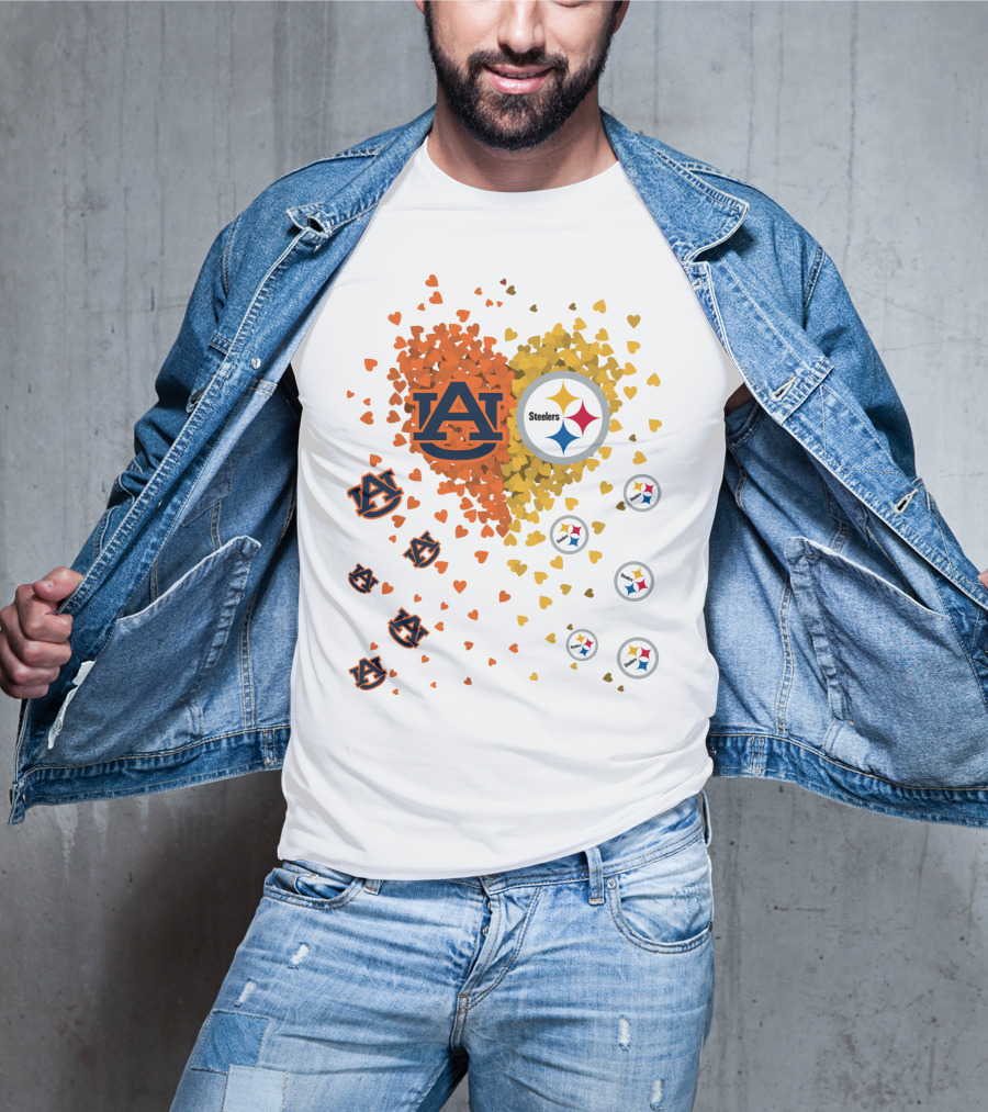 Auburn Tigers And Pittsburgh Steelers Heart Fusion T-Shirt