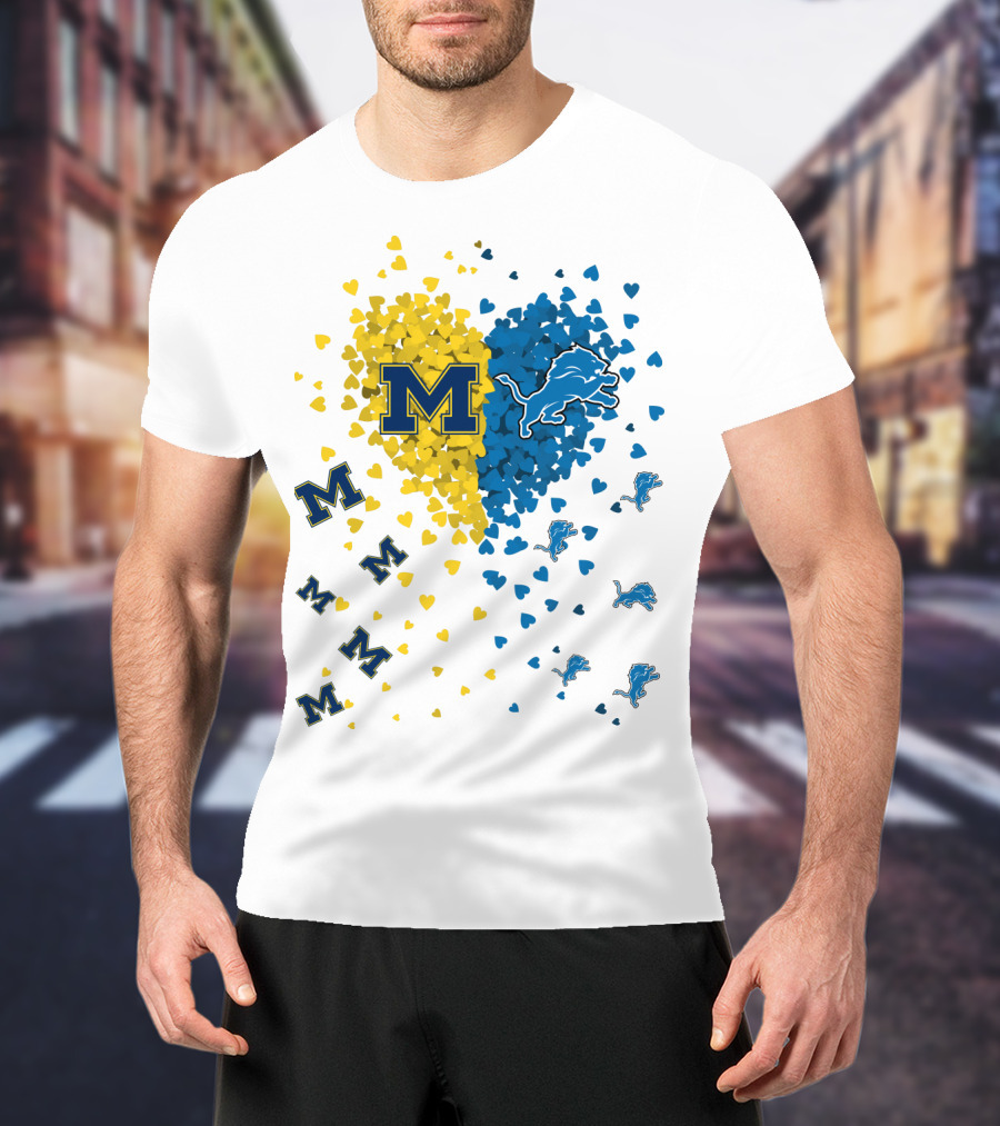 Michigan Wolverines Detroit Lions Heartburst T-Shirt