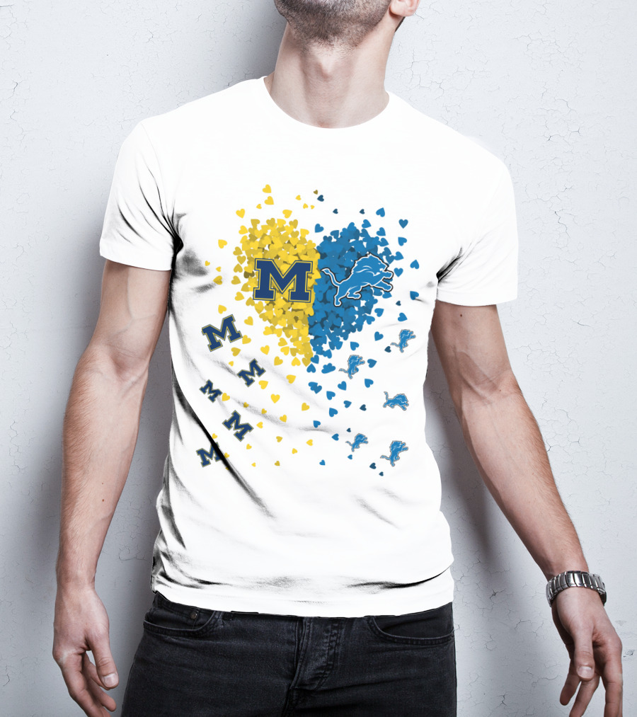 Michigan Wolverines Detroit Lions Heartburst T-Shirt