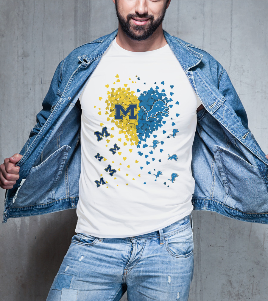 Michigan Wolverines Detroit Lions Heartburst T-Shirt