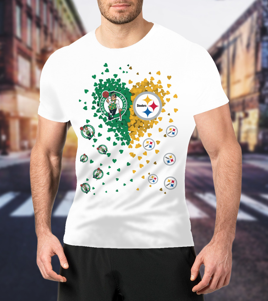 Boston Celtics Pittsburgh Steelers Heart T-Shirt