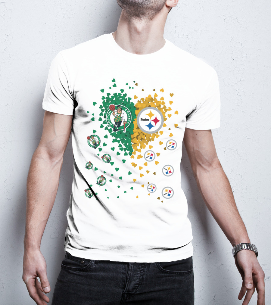 Boston Celtics Pittsburgh Steelers Heart T-Shirt