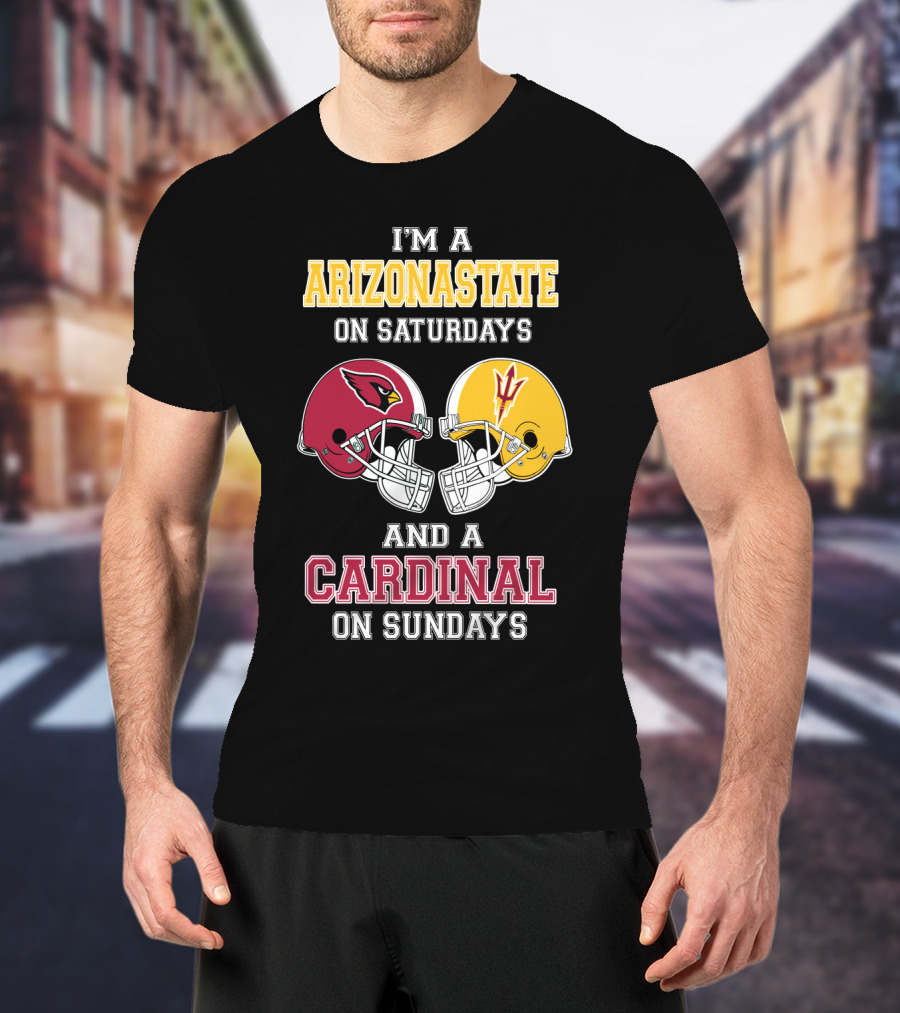 ARIZONASTATE Saturdays Cardinal Sundays Football Helmets T-Shirt