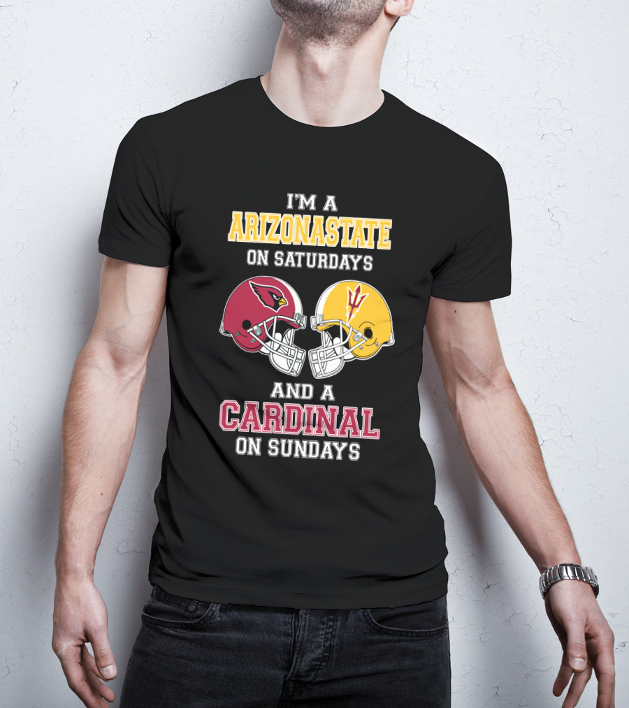 ARIZONASTATE Saturdays Cardinal Sundays Football Helmets T-Shirt