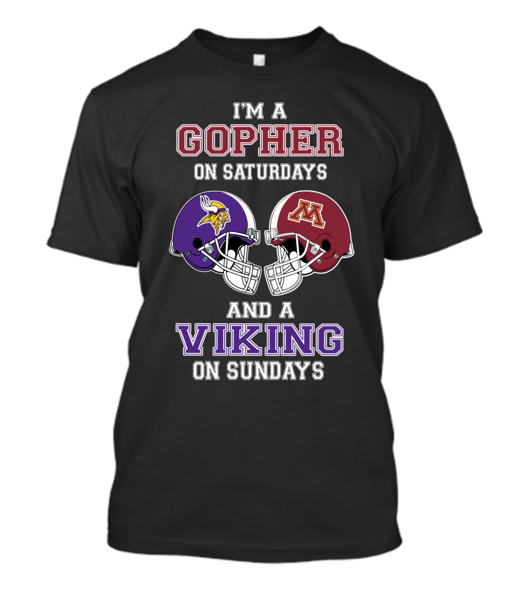 Gopher On Saturdays Viking On Sundays Football Helmets T-Shirt