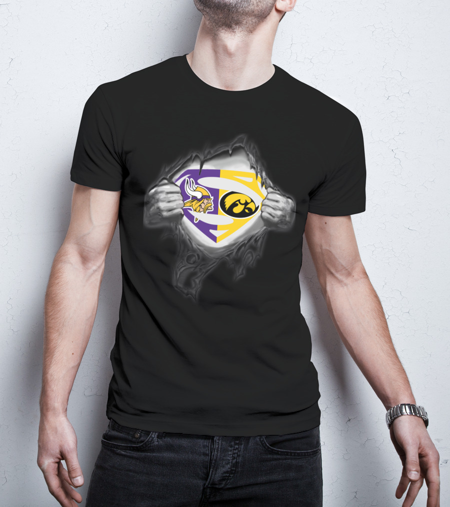 Minnesota Vikings Iowa Hawkeyes Superman Logo Fusion T-Shirt
