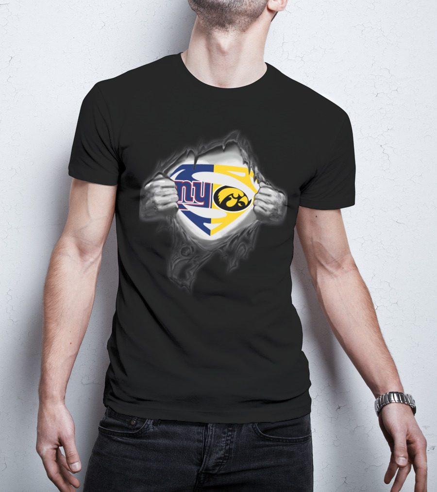 New York Giants Iowa Hawkeyes Superman Logo Tear T-Shirt