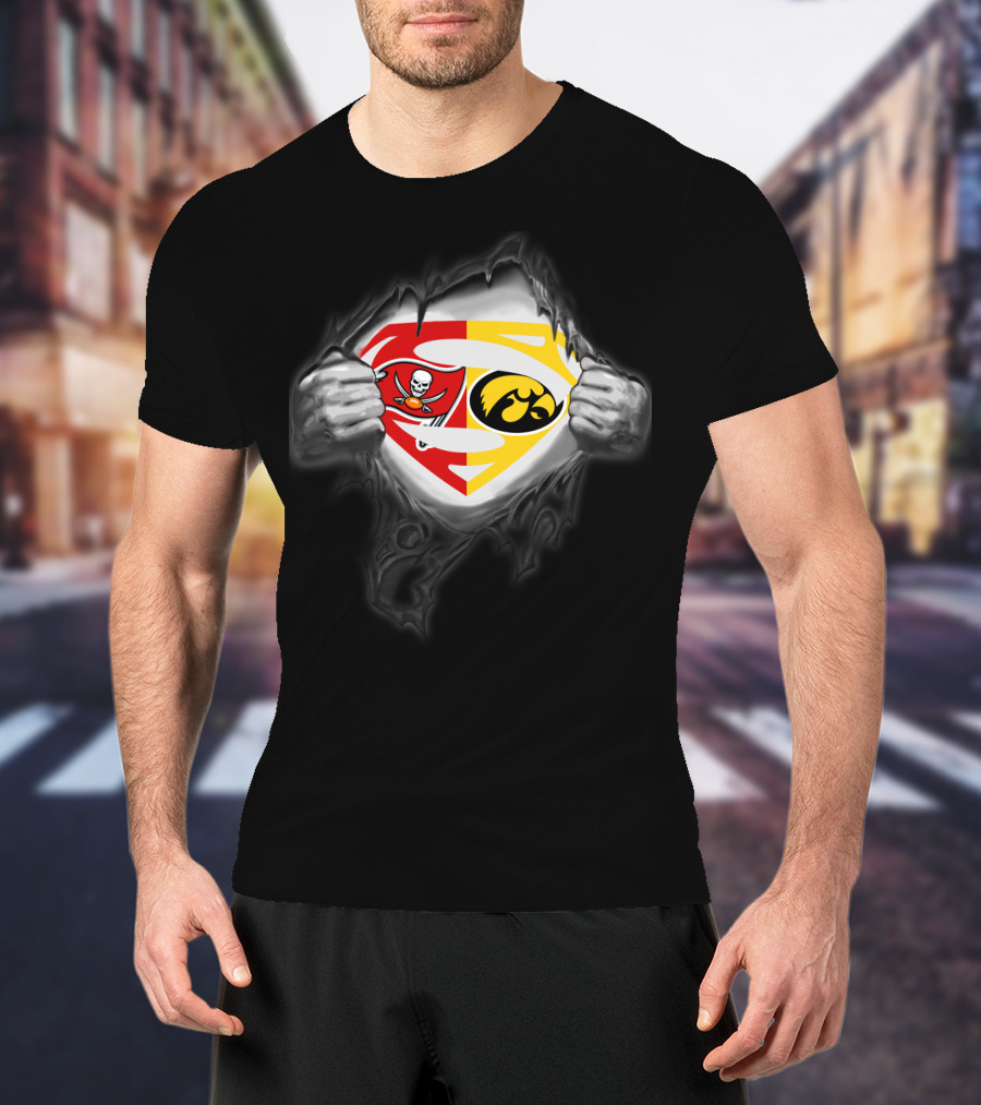 Tampa Bay Buccaneers Iowa Hawkeyes Superman Logo Combo T-Shirt