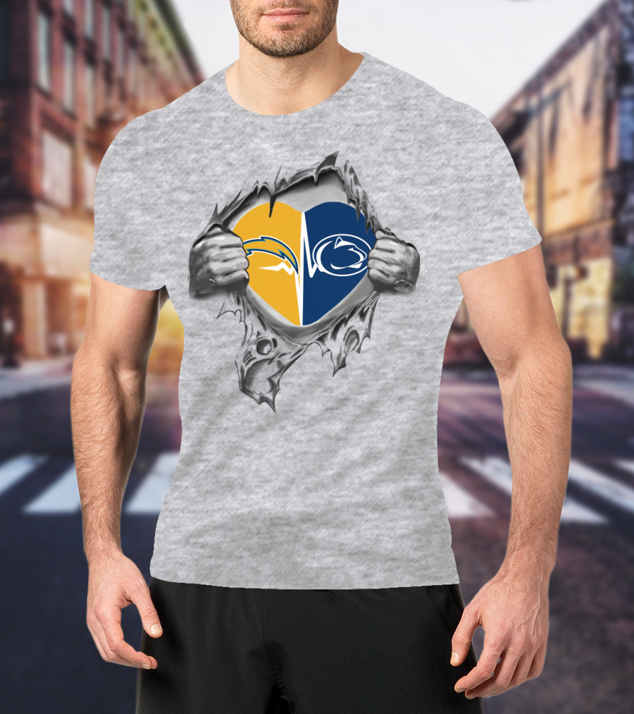 Los Angeles Chargers Penn State Heart Rip T-Shirt