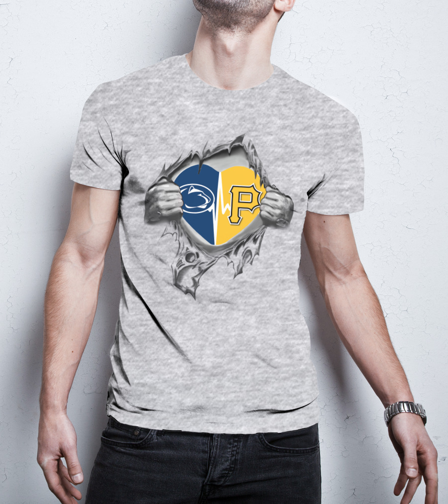Pittsburgh Pirates Penn State Heartbeat Logo Fusion T-Shirt
