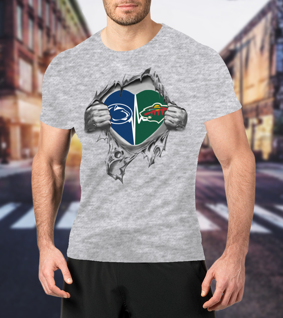 Minnesota Wild Penn State Heartbeat Divide T-Shirt