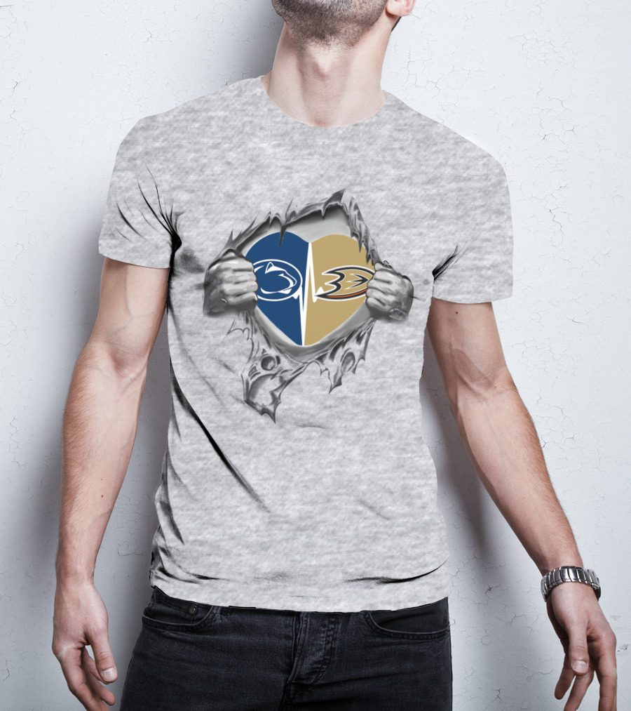Anaheim Ducks Penn State Heart Logo Torn T-Shirt