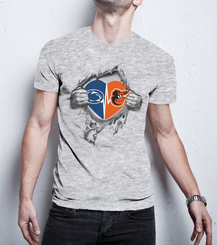 Baltimore Orioles Penn State Heartbeat Split T-Shirt