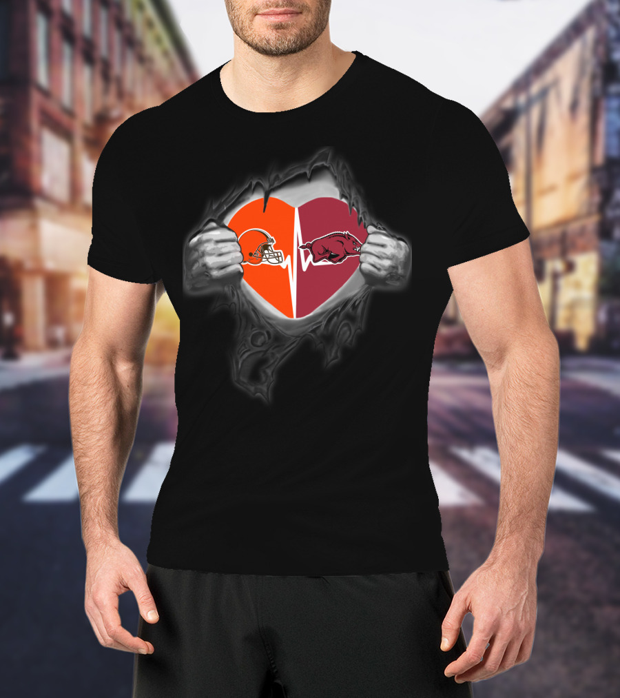 Cleveland Browns Heartbeat Arkansas Razorbacks Kombination T-Shirt