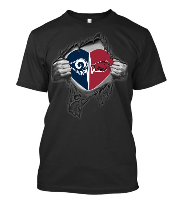 Los Angeles Rams Arkansas Razorbacks Heart Logo Combo T-Shirt