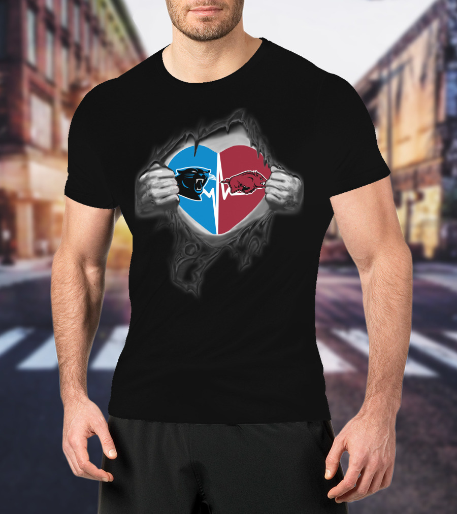 Panthers Heartbeat Arkansas Razorbacks Rivalry T-Shirt