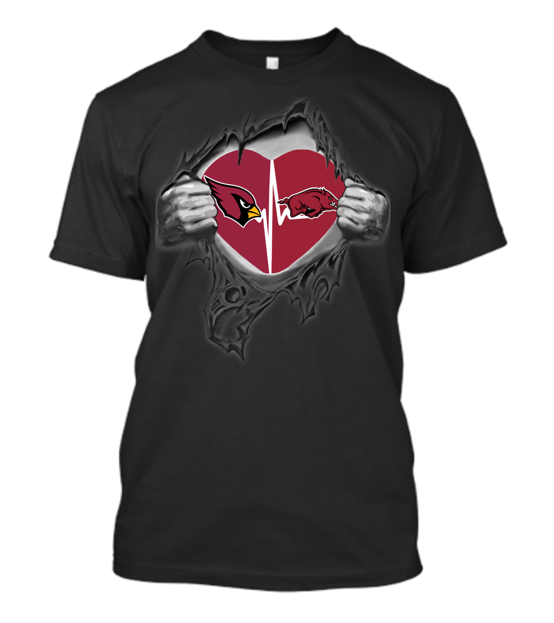 Arizona Cardinals Arkansas Razorbacks Heartbeat Logo Blend T-Shirt
