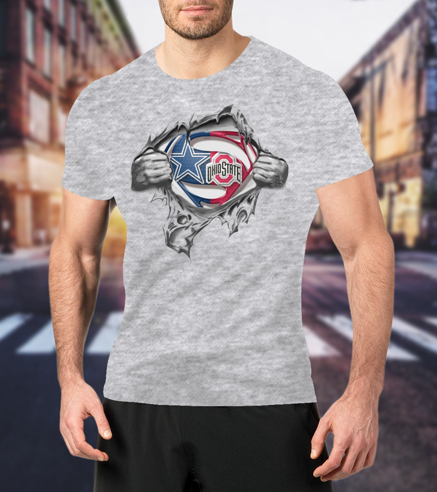 Cowboys Ohio State Buckeyes Superman Logo Fusion T-Shirt