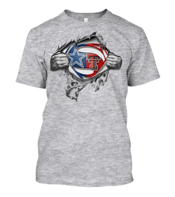 Cowboys Texas Tech Red Raiders Superman Logo Crossover T-Shirt