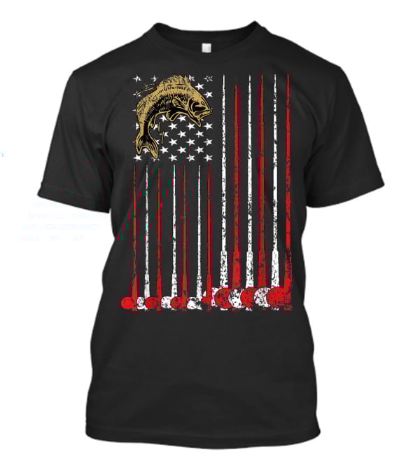 American Flag Fishing Bass With Independence Day T-Shirt