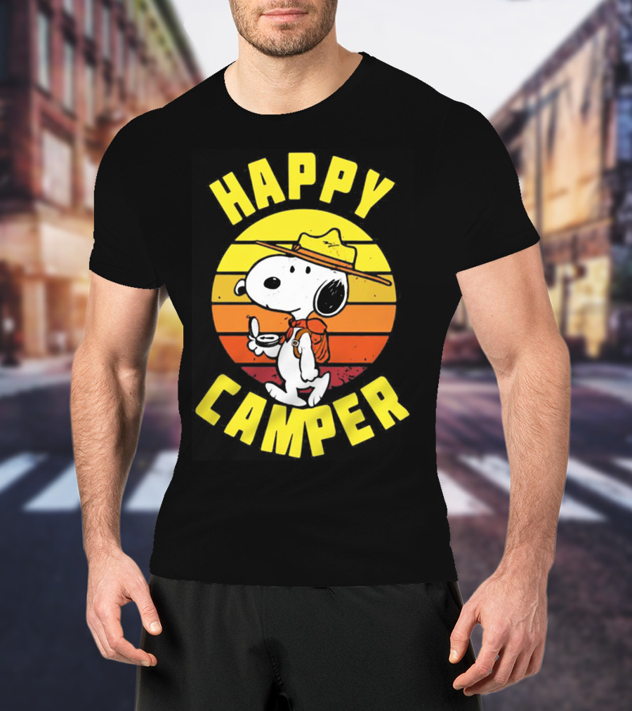 Snoopy Happy Camper Vintage Sunset Peanuts T-Shirt