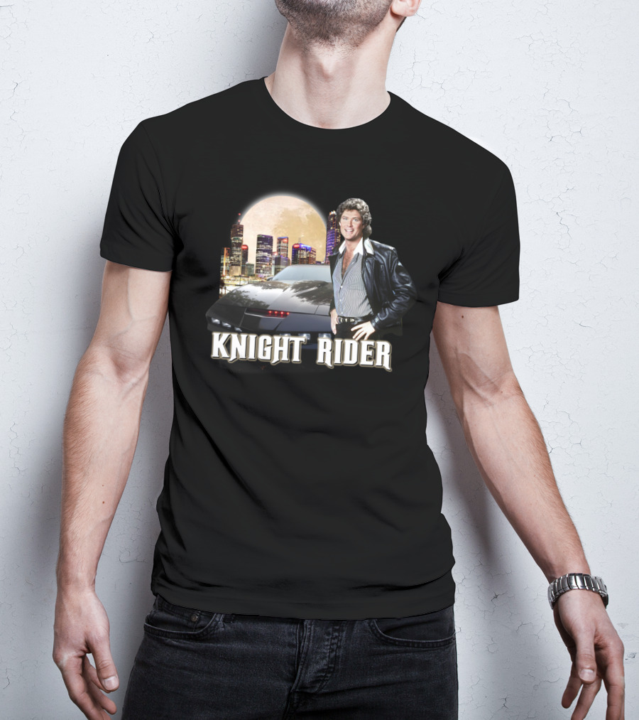 Knight Rider PNR05 Classic Retro TV Show Moonlit Cityscape T-Shirt