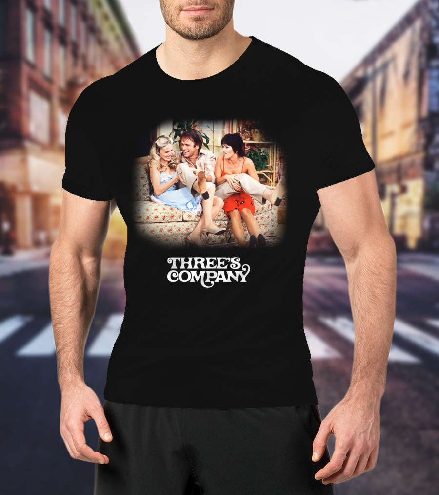 Three's Company Sitcom Cast On Floral Sofa T-Shirt