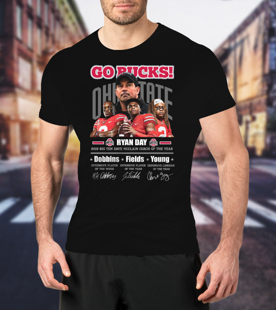 Go Bucks Ohio State Ryan Day Dobbins Fields Young Big Ten Coach Of The Year T-Shirt