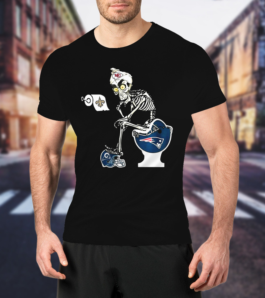 Chiefs Skeleton Patriots Toilet Saints Rams Helmet T-Shirt