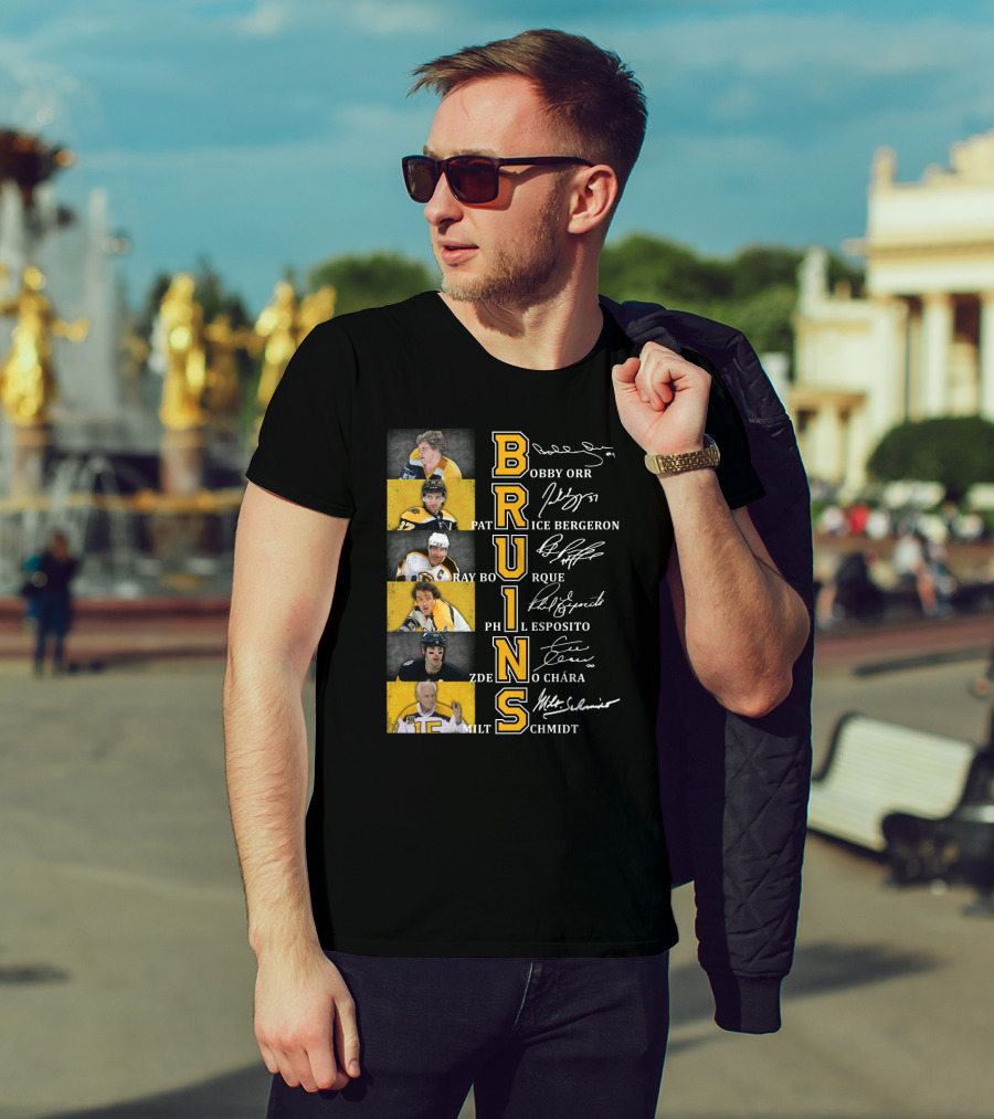 Bobby Orr Pat Ice Bergeron Ray Bourque Phil Esposito Zdeno Chara Milt Schmidt Bruins T-Shirt