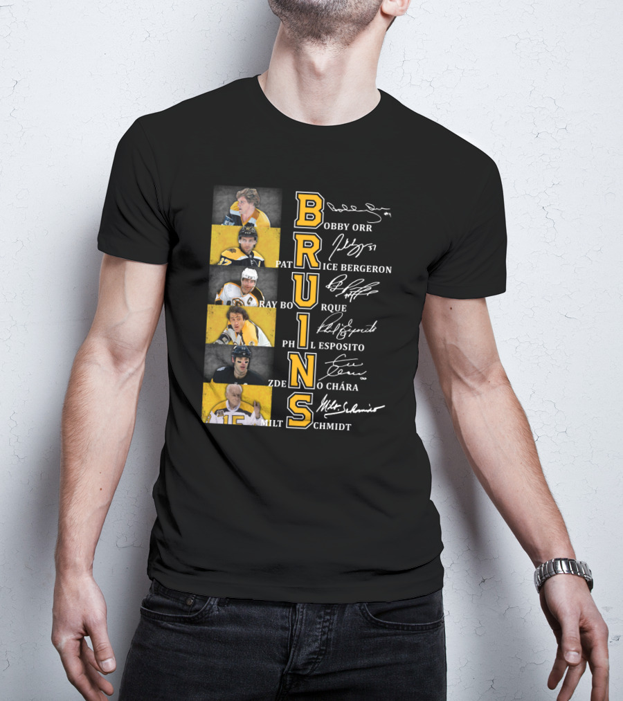 Bobby Orr Pat Ice Bergeron Ray Bourque Phil Esposito Zdeno Chara Milt Schmidt Bruins T-Shirt