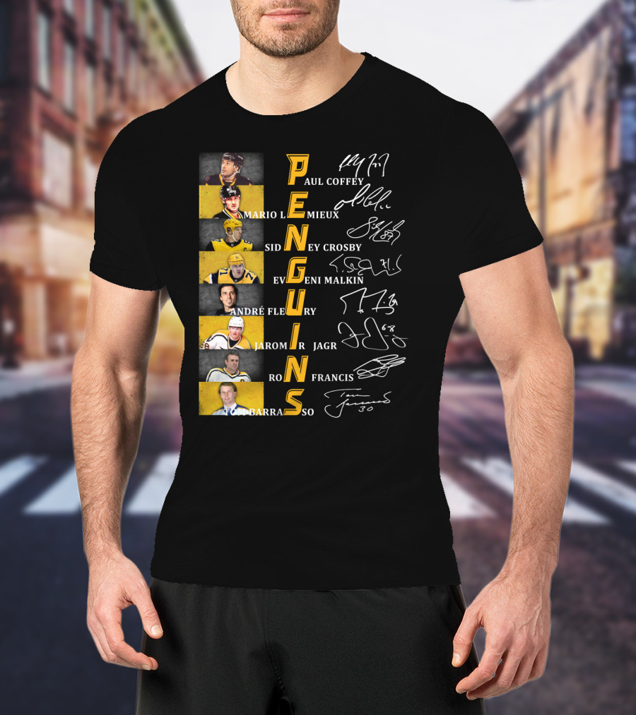 Penguins Paul Coffey Mario Lemieux Sidney Crosby Evgeni Malkin André Fleury Jaromír Jagr Ron Francis Tom Barrasso T-Shirt