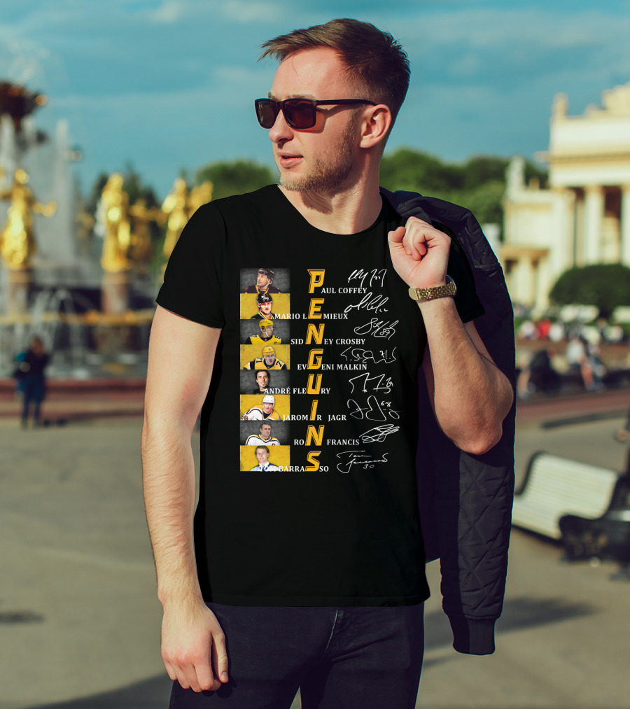 Penguins Paul Coffey Mario Lemieux Sidney Crosby Evgeni Malkin André Fleury Jaromír Jagr Ron Francis Tom Barrasso T-Shirt