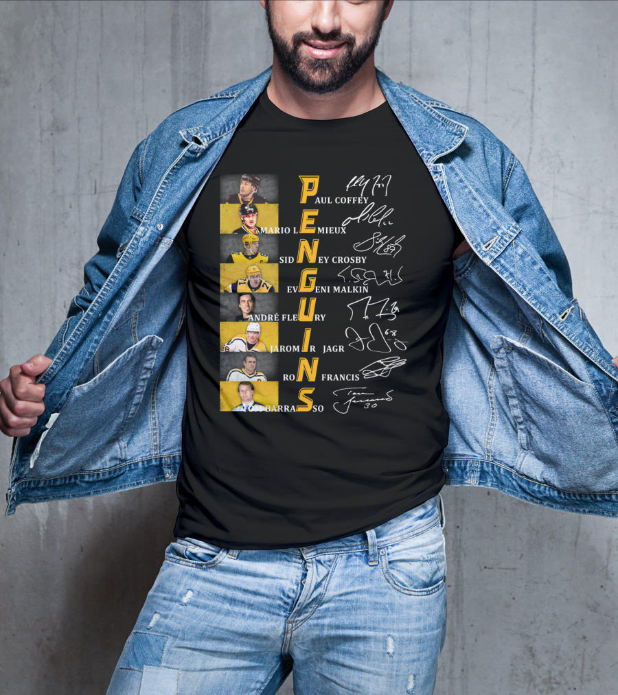 Penguins Paul Coffey Mario Lemieux Sidney Crosby Evgeni Malkin André Fleury Jaromír Jagr Ron Francis Tom Barrasso T-Shirt