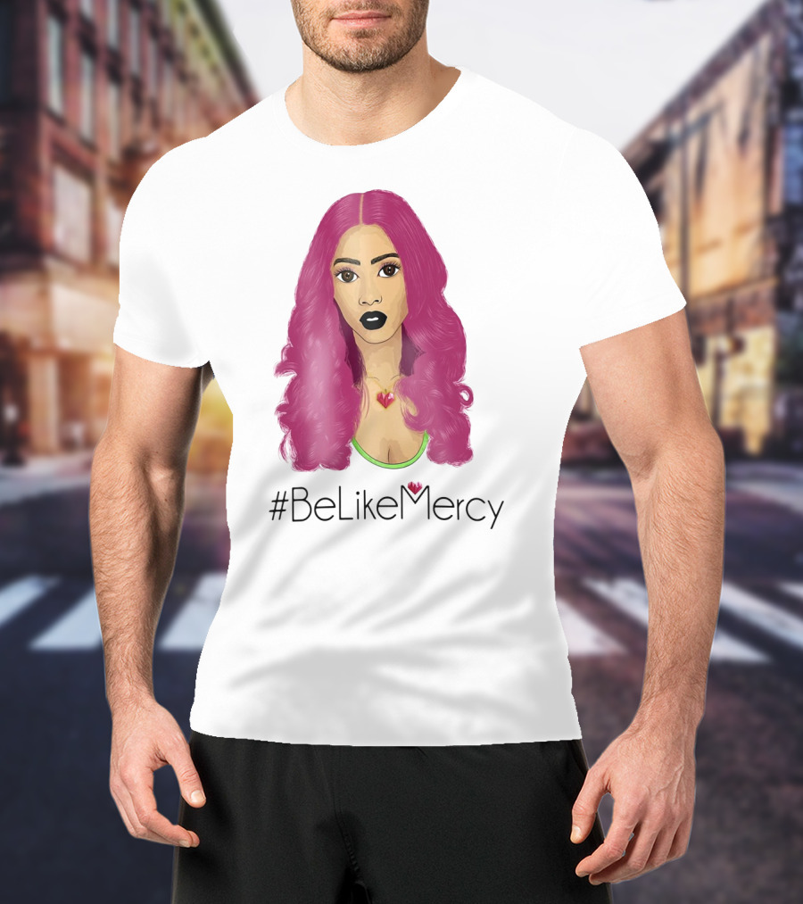 BeLikeMercy Pink Hair Black Lips Heart Necklace T-Shirt