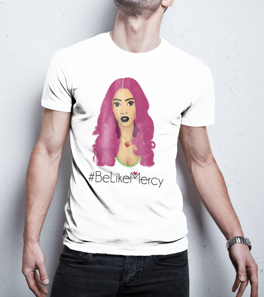 BeLikeMercy Pink Hair Black Lips Heart Necklace T-Shirt