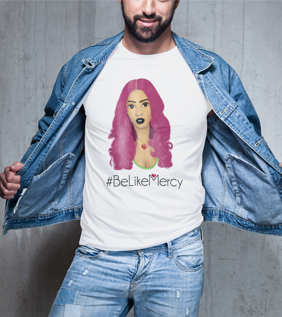 BeLikeMercy Pink Hair Black Lips Heart Necklace T-Shirt