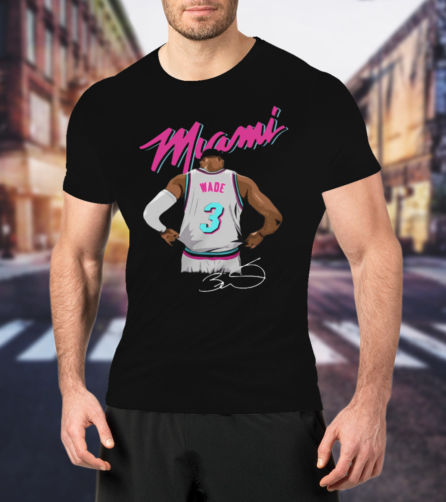 Dwyane Wade Miami Heat Number 3 Signature T-Shirt