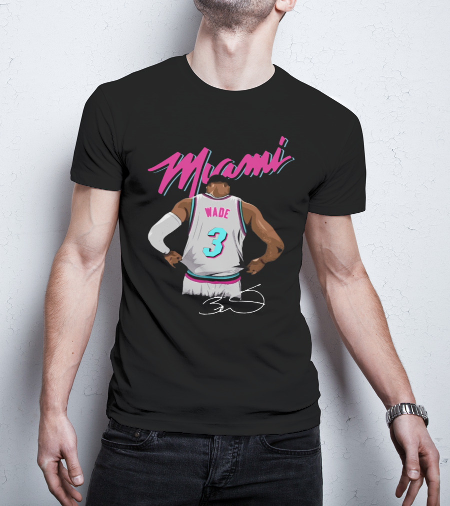 Dwyane Wade Miami Heat Number 3 Signature T-Shirt