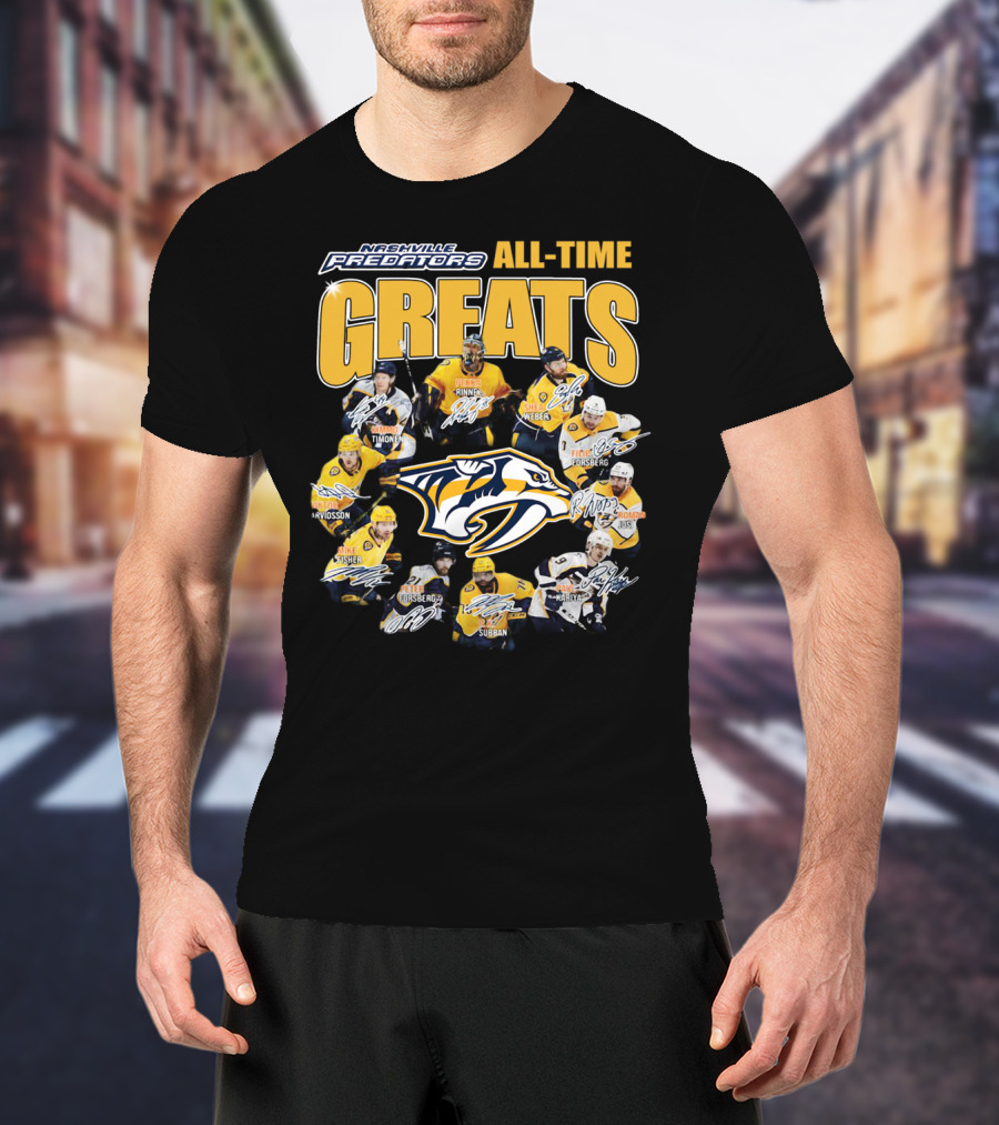 Nashville Predators All-Time Greats Signatures Rinne Weber Forsberg Subban Timonen Walker T-Shirt