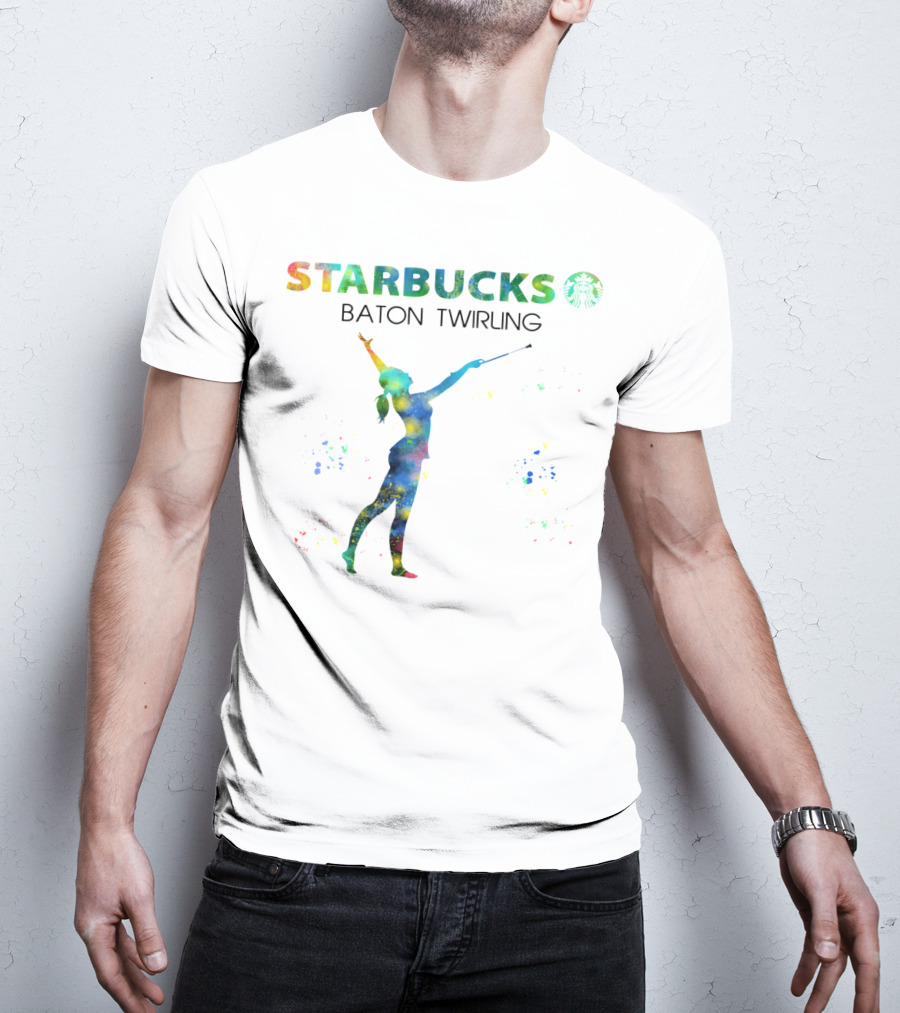 Starbucks Baton Twirling Silhouette Splash T-Shirt