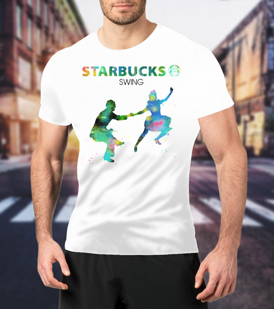 Starbucks Swing Dance Colorful Silhouette Movement T-Shirt