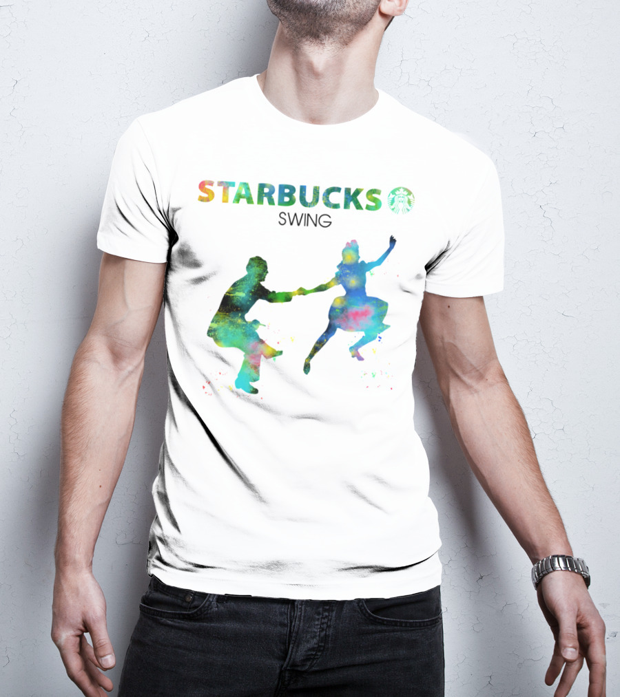 Starbucks Swing Dance Colorful Silhouette Movement T-Shirt