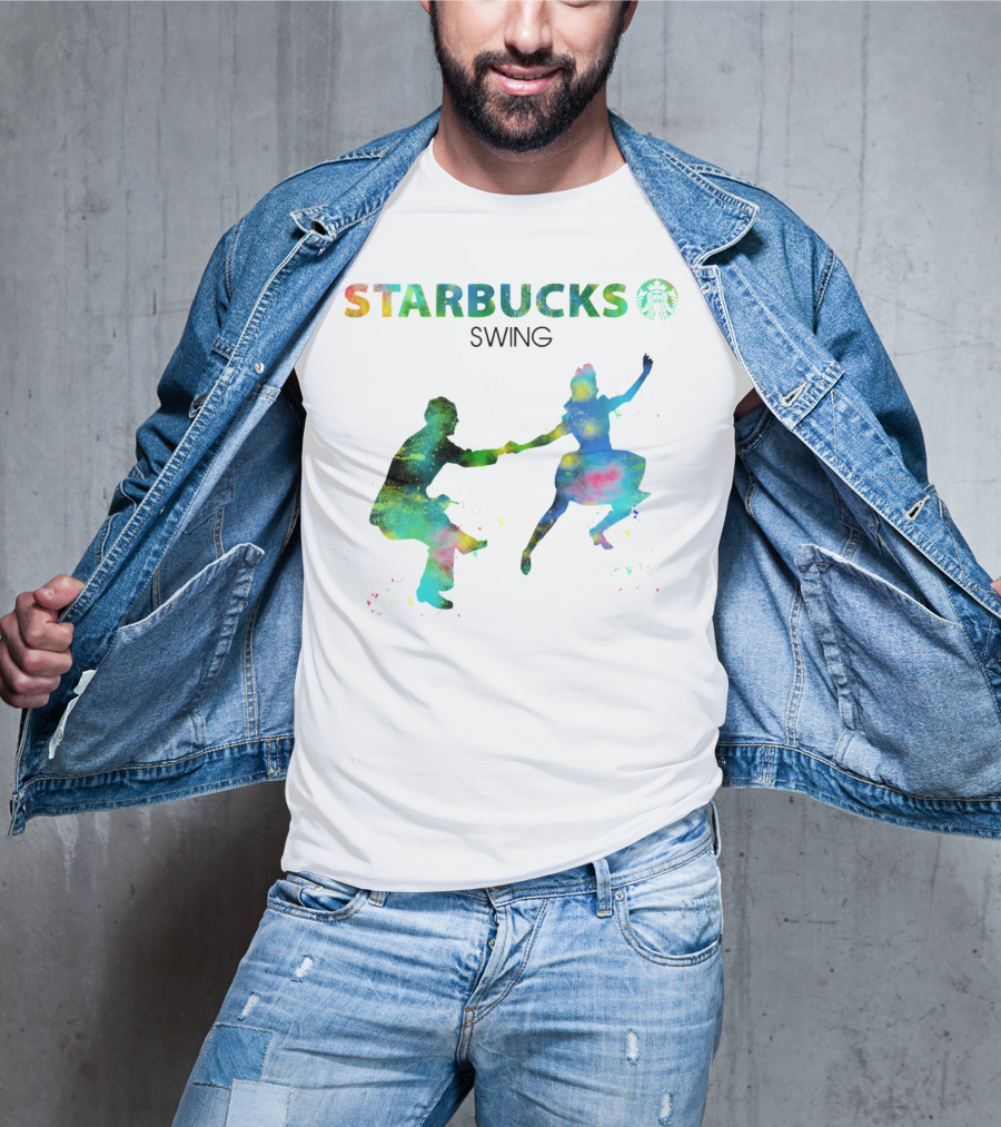 Starbucks Swing Dance Colorful Silhouette Movement T-Shirt
