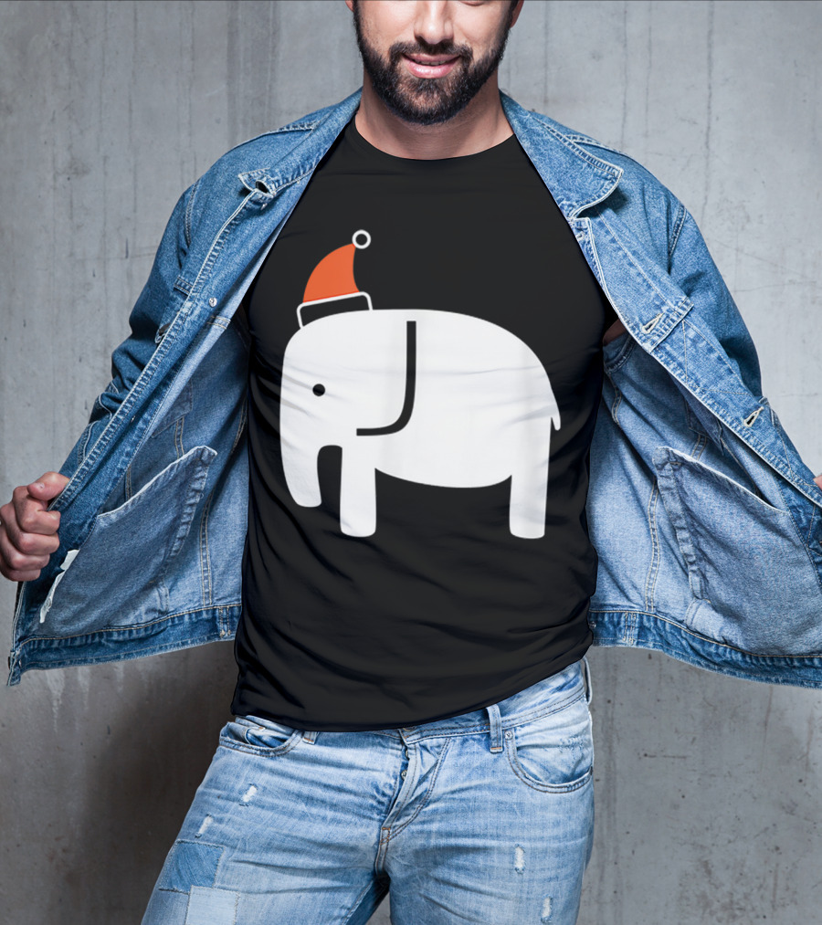 White Elephant Santa Hat Christmas T-Shirt
