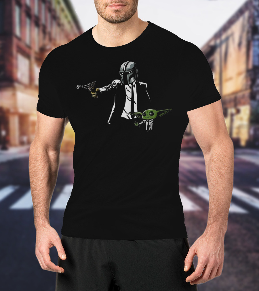 The Mandalorian Baby Yoda Pulp Fiction Suit Mashup T-Shirt